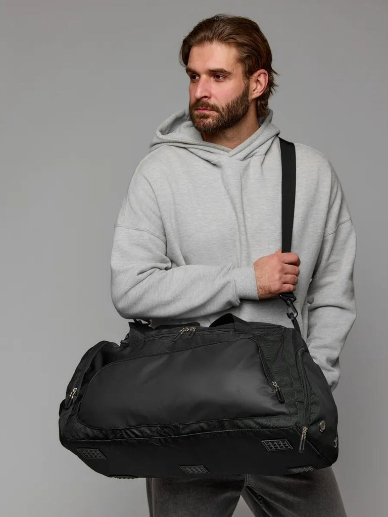 Sac de sport déperlant, compartiment chaussures, sac de voyage, sac fitness, sac à bandoulière, modèle Kilim - Sac de voyage - Noir