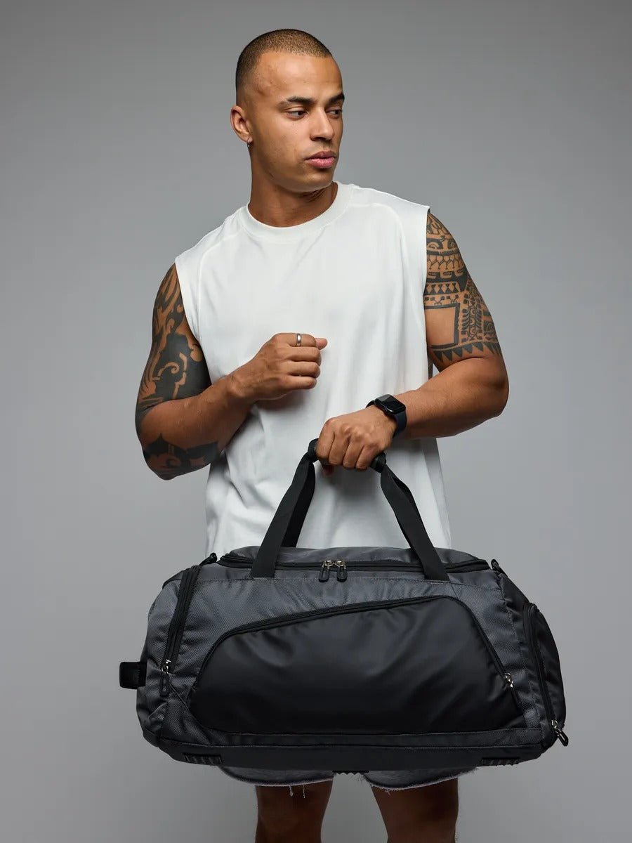 Sac de sport déperlant, compartiment chaussures, sac de voyage, sac fitness, sac à bandoulière, modèle Kilim - Sac de voyage - Gris