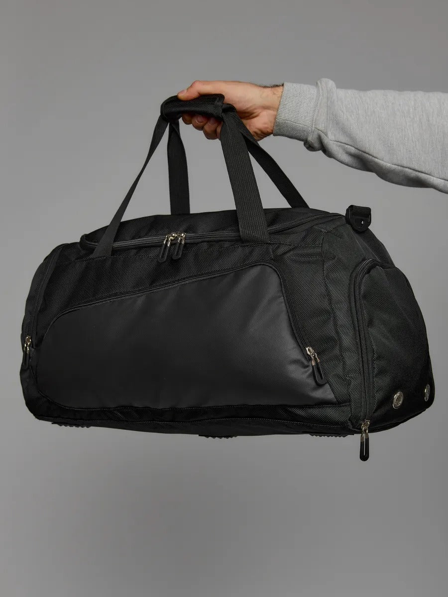 Sac de sport déperlant, compartiment chaussures, sac de voyage, sac fitness, sac à bandoulière, modèle Kilim - Sac de voyage - Noir