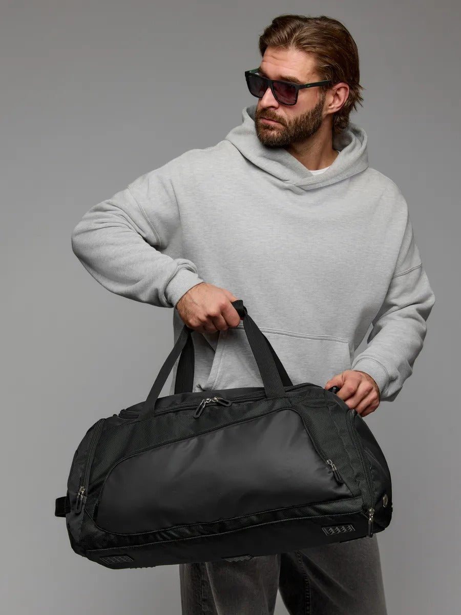 Sac de sport déperlant, compartiment chaussures, sac de voyage, sac fitness, sac à bandoulière, modèle Kilim - Sac de voyage - Noir
