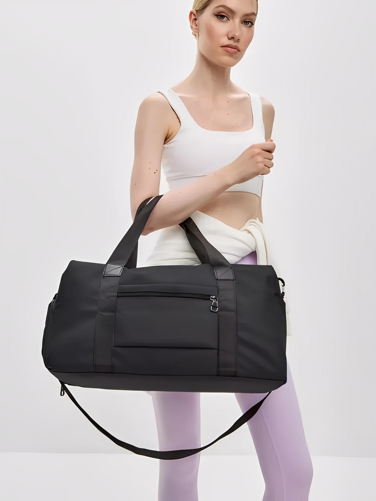 Sac de sport imperméable, sac de voyage compartiment chaussures, bagage de vacances, sac fitness gym, sac cabine léger, modèle Cornelis - Sac de voyage - Noir