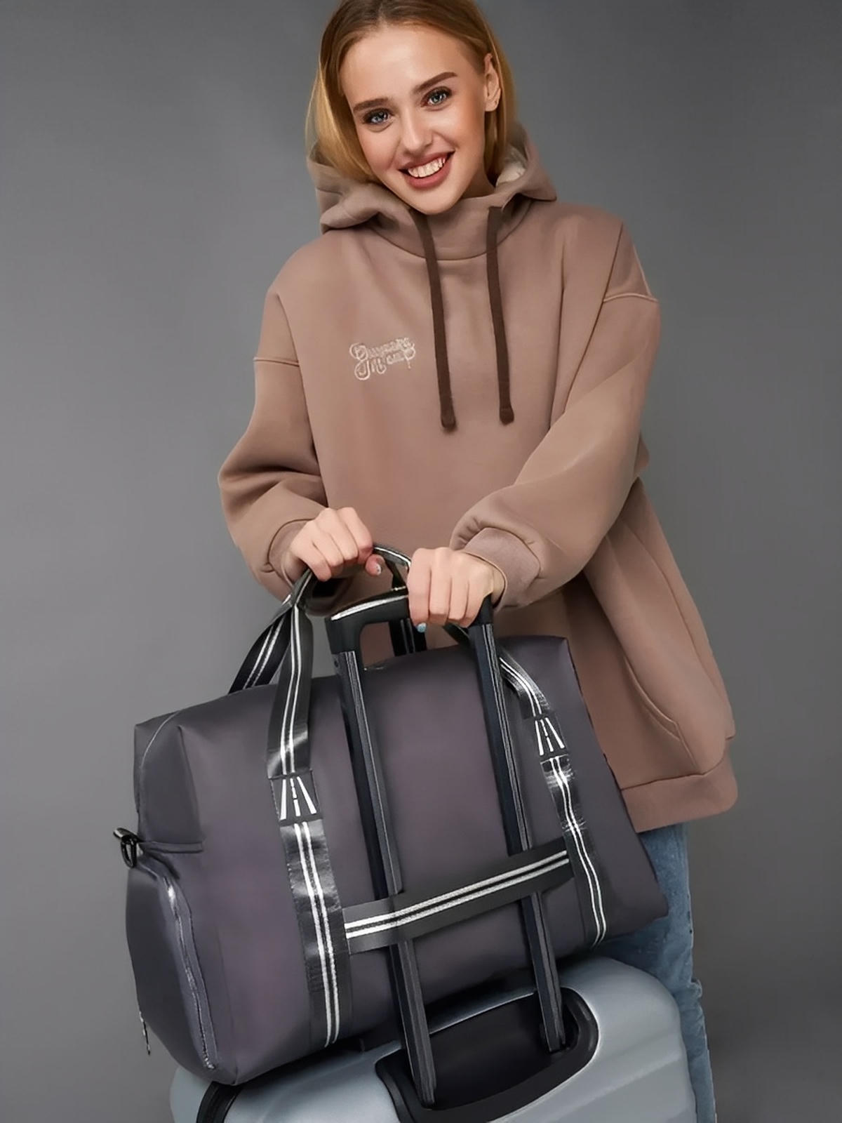 Sac de sport multifonction pour voyage, cabine avion, fitness, week - end et salle de sport, modèle Carmen - Sac de voyage - Gris
