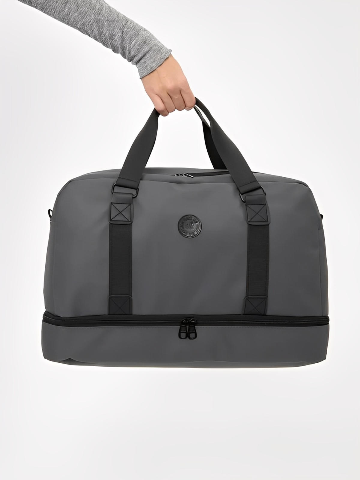 Sac de voyage grande capacité, sac de sport déperlant, compartiment chaussures, sac week - end mixte, bandoulière réglable, modèle Mahaut - Sac de voyage - Gris