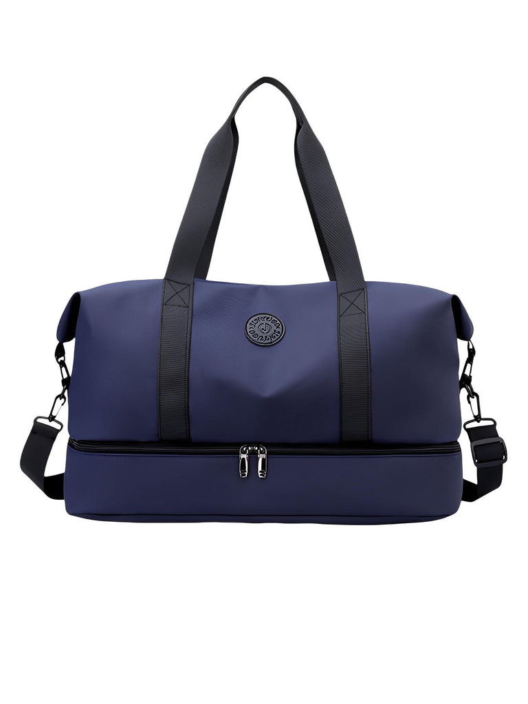 Sac de voyage grande capacité, sac de sport déperlant, compartiment chaussures, sac week - end mixte, bandoulière réglable, modèle Mahaut - Sac de voyage - Bleu marine