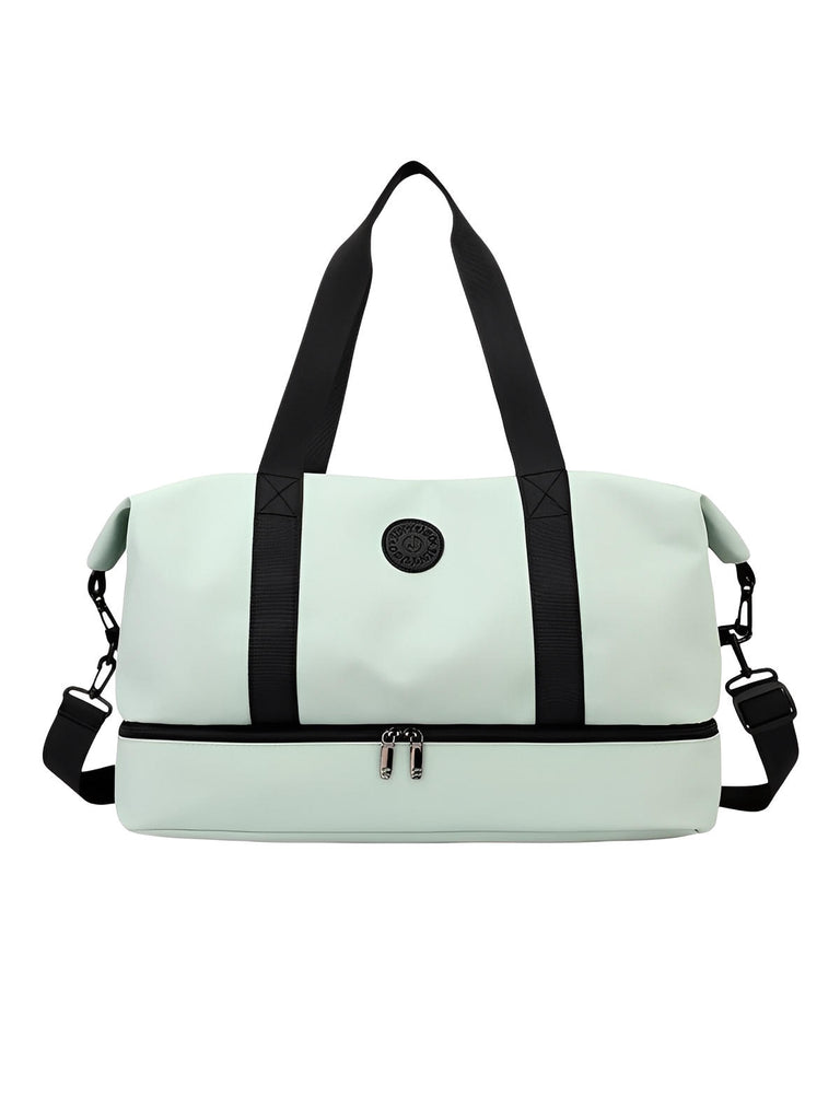 Sac de voyage grande capacité, sac de sport déperlant, compartiment chaussures, sac week - end mixte, bandoulière réglable, modèle Mahaut - Sac de voyage - Menthe