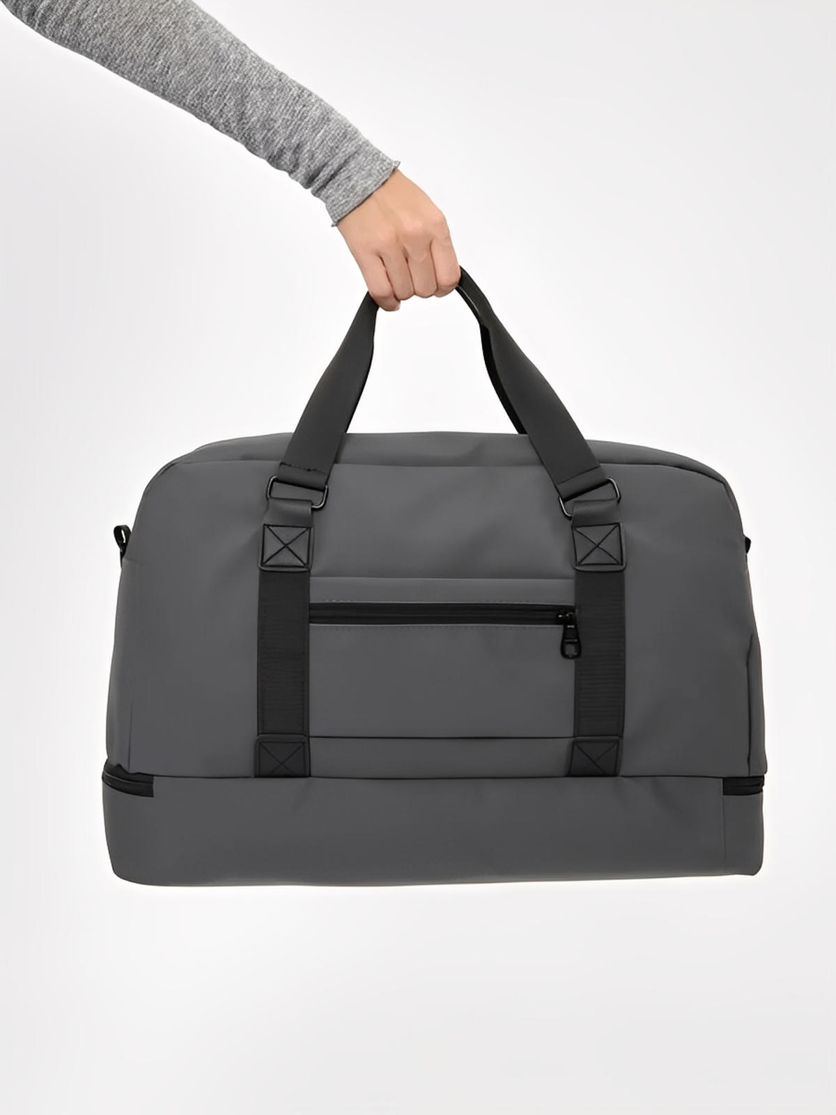 Sac de voyage grande capacité, sac de sport déperlant, compartiment chaussures, sac week - end mixte, bandoulière réglable, modèle Mahaut - Sac de voyage - Gris