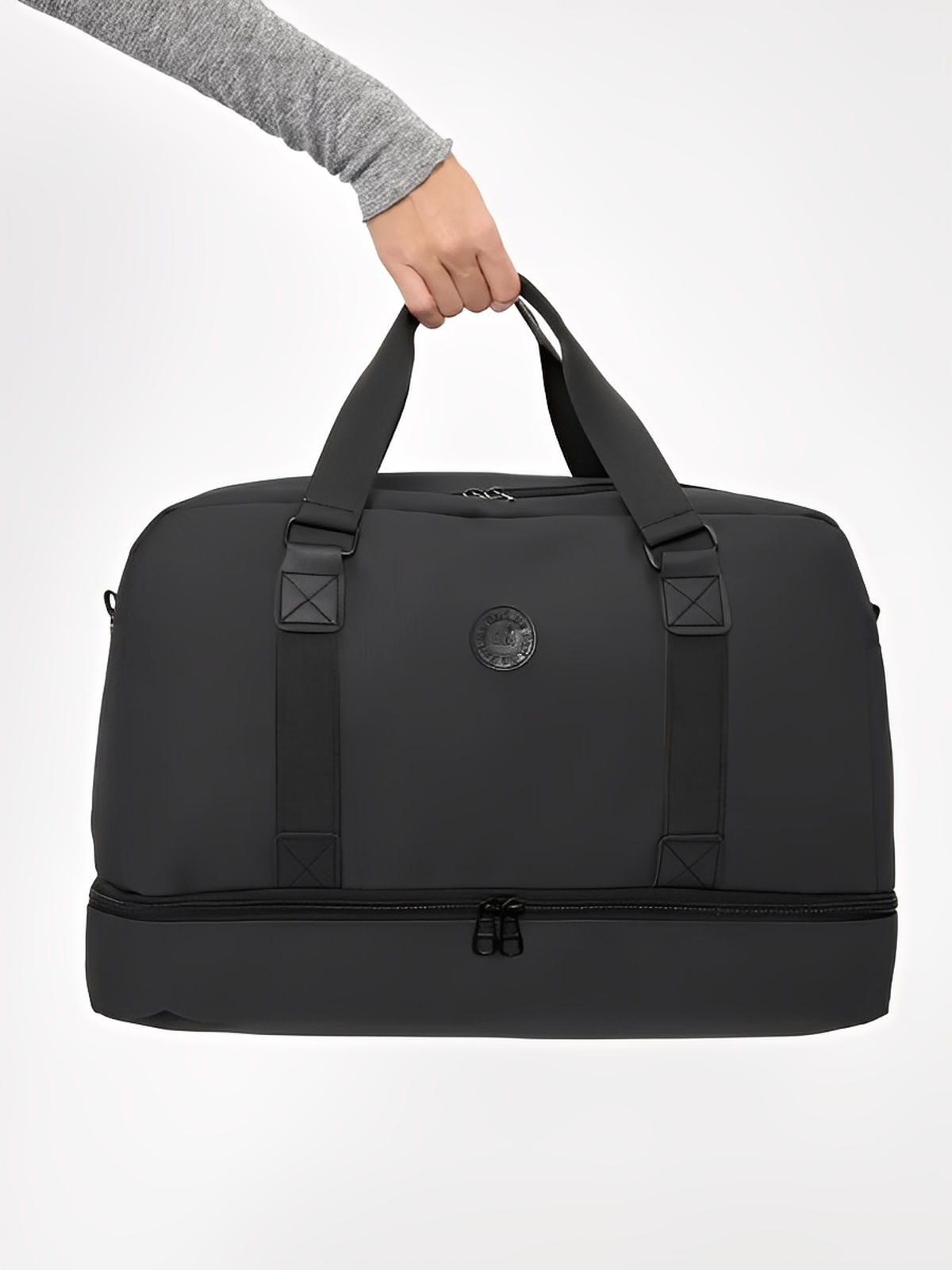 Sac de voyage grande capacité, sac de sport déperlant, compartiment chaussures, sac week - end mixte, bandoulière réglable, modèle Mahaut - Sac de voyage - Noir