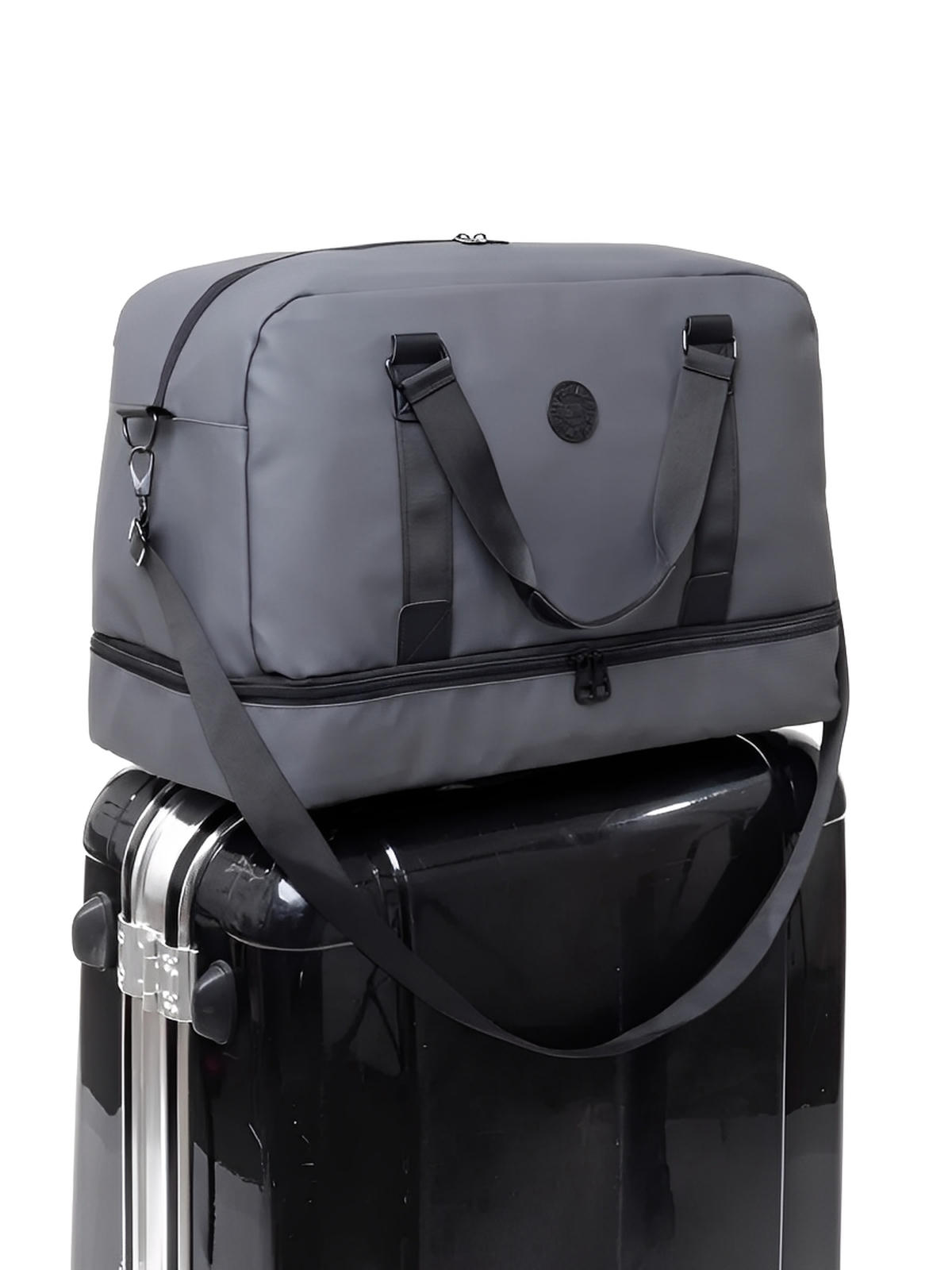 Sac de voyage grande capacité, sac de sport déperlant, compartiment chaussures, sac week - end mixte, bandoulière réglable, modèle Mahaut - Sac de voyage - Gris