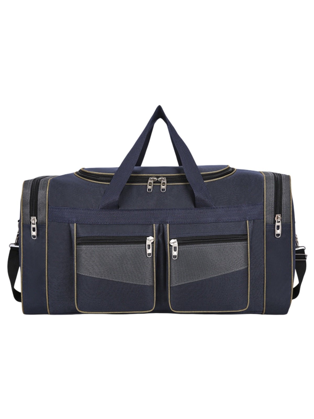 Sac de voyage homme, sac sport 60L, grand sac week - end, sac épaule résistant, sac compartiment chaussures, modèle Mauro - Sac de voyage - Bleu et gris