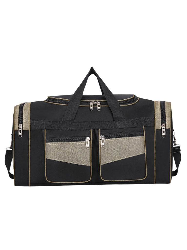 Sac de voyage homme, sac sport 60L, grand sac week - end, sac épaule résistant, sac compartiment chaussures, modèle Mauro - Sac de voyage - Noir et jaune