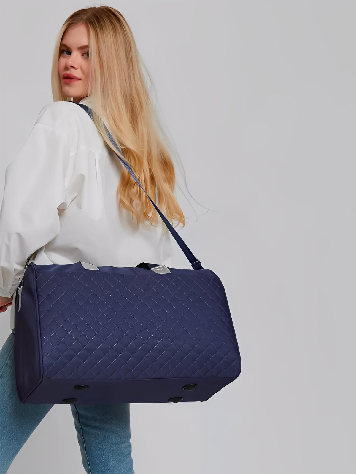 Sac de voyage matelassé, sac cabine léger, sac de sport femme, sac weekend résistant, modèle Pélagie - Sac de voyage - Bleu marine