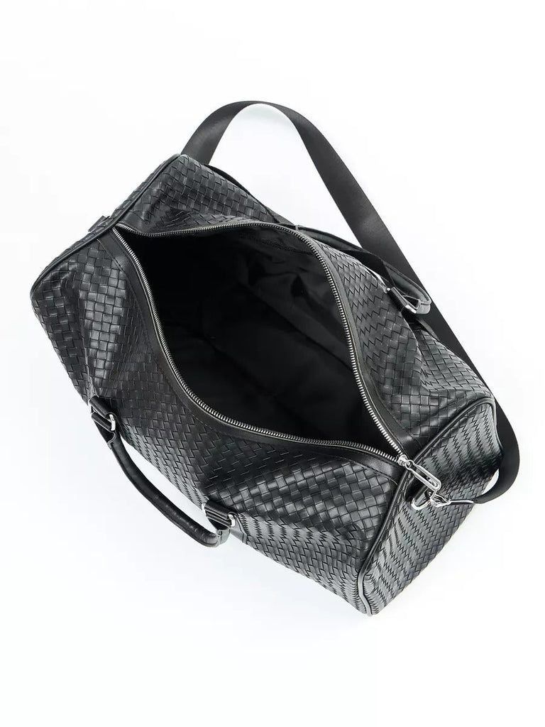Sac de voyage mixte style luxe, sac de sport, sac week end, sac à main business, sac bandoulière noir tressé, vacances, modèle Zulma - Sac de voyage - Noir
