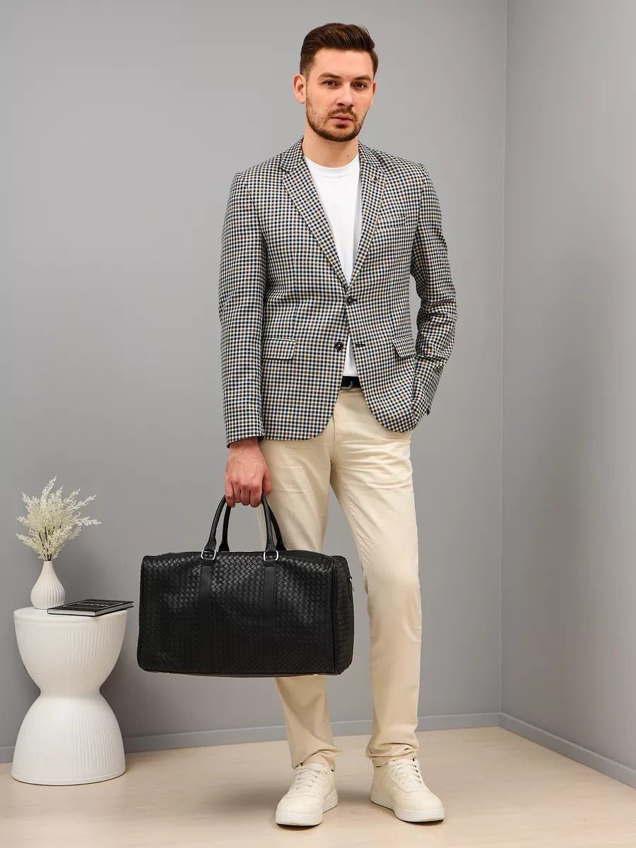Sac de voyage mixte style luxe, sac de sport, sac week end, sac à main business, sac bandoulière noir tressé, vacances, modèle Zulma - Sac de voyage - Noir