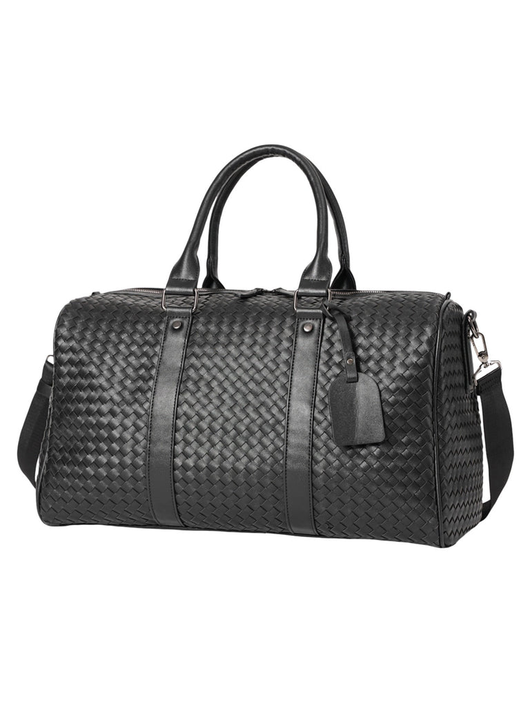 Sac de voyage mixte style luxe, sac de sport, sac week end, sac à main business, sac bandoulière noir tressé, vacances, modèle Zulma - Sac de voyage - Noir