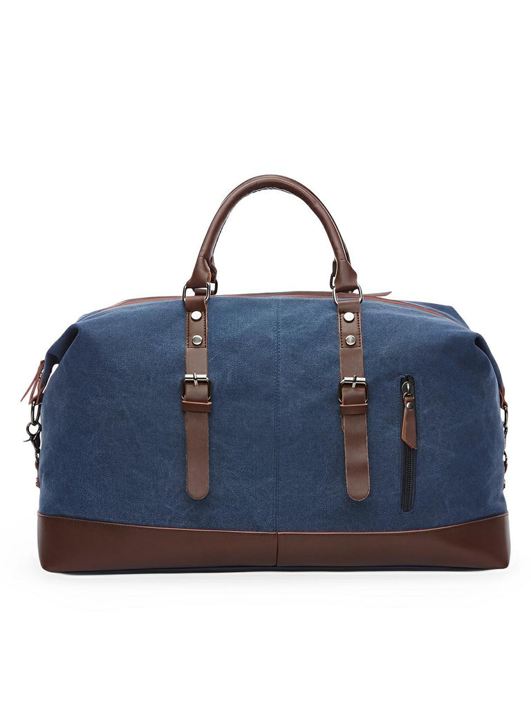 Sac de voyage toile et simili vegan, grand format, pratique et résistant, multi - usage, modèle Bazin - Sac de voyage - Bleu