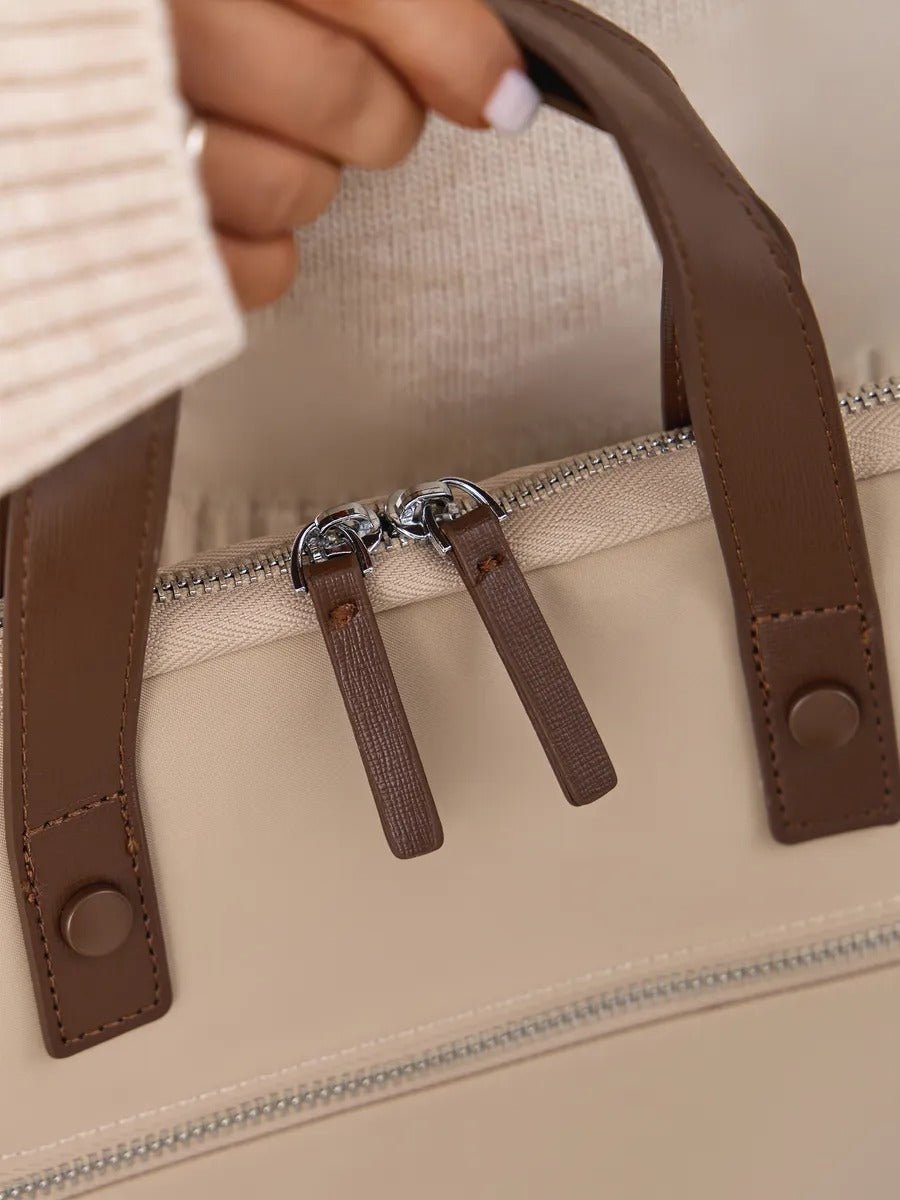 Sac ordinateur femme, housse ordinateur 15 pouces, sacoche PC imperméable, pochette ordinateur fine, mallette documents, modèle Joy - Housse - Beige M