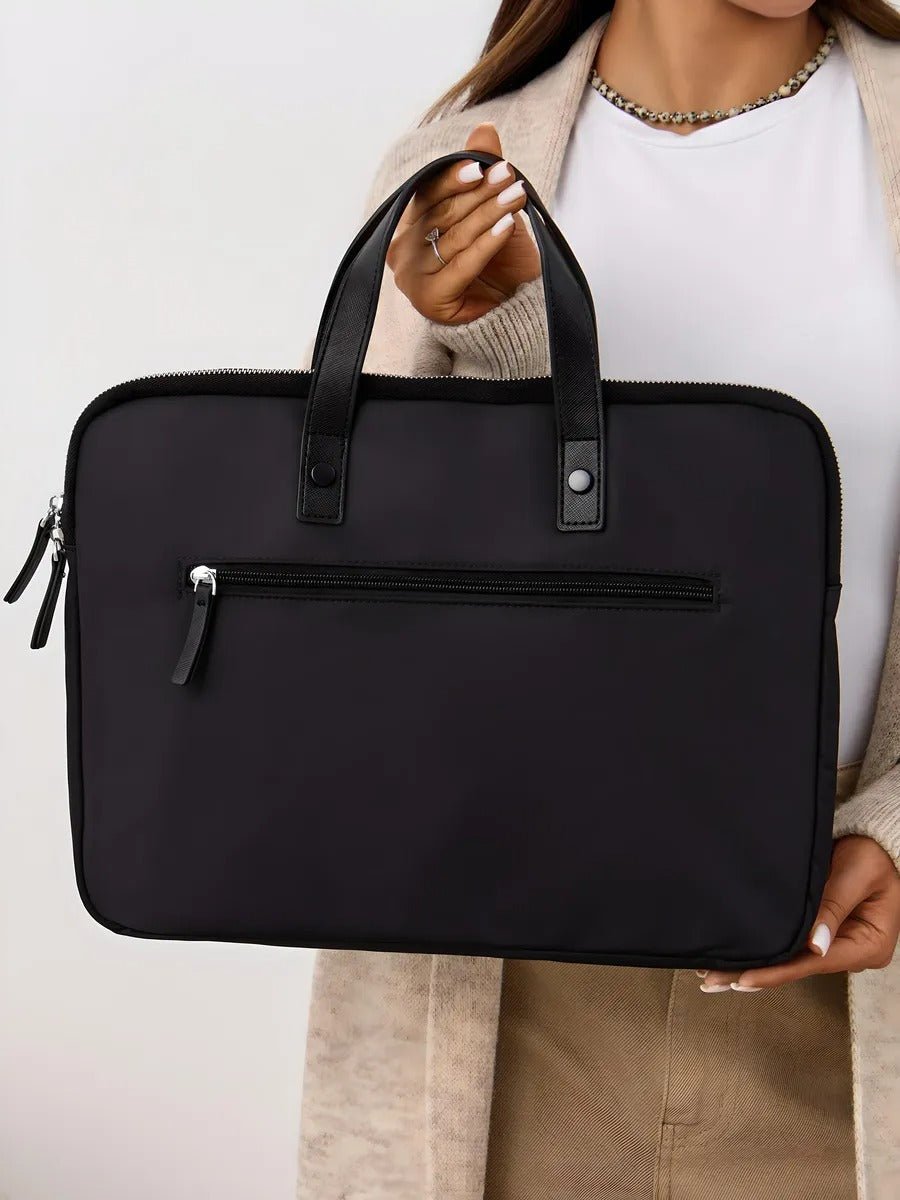 Sac ordinateur femme, housse ordinateur 15 pouces, sacoche PC imperméable, pochette ordinateur fine, mallette documents, modèle Joy - Housse - Noir M
