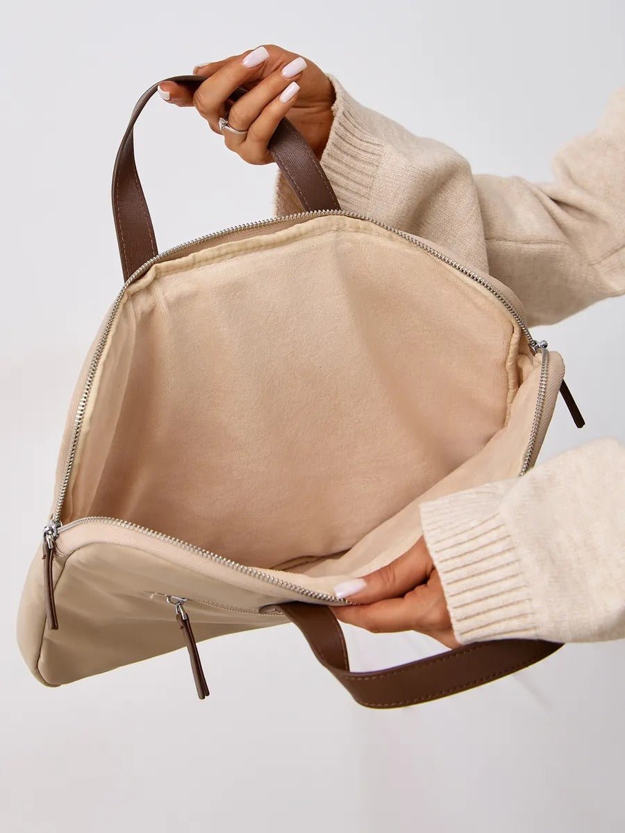 Sac ordinateur femme, housse ordinateur 15 pouces, sacoche PC imperméable, pochette ordinateur fine, mallette documents, modèle Joy - Housse - Beige M