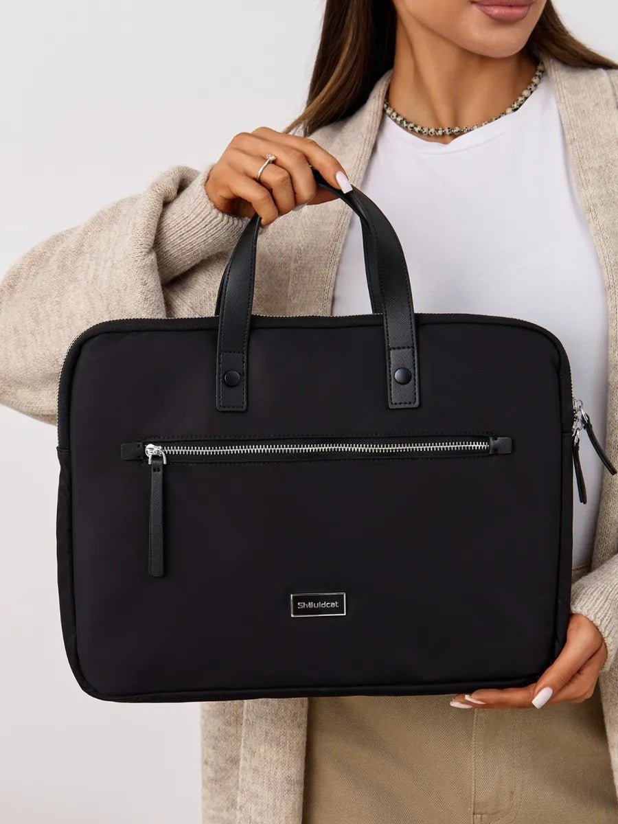 Sac ordinateur femme, housse ordinateur 15 pouces, sacoche PC imperméable, pochette ordinateur fine, mallette documents, modèle Joy - Housse - Noir M
