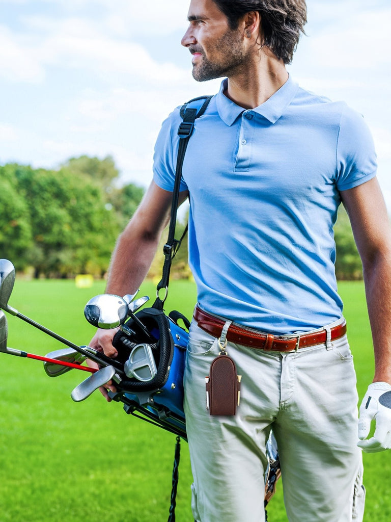 Étui pour balles de golf et tees, en cuir, transportable partout, modèle Ébrard