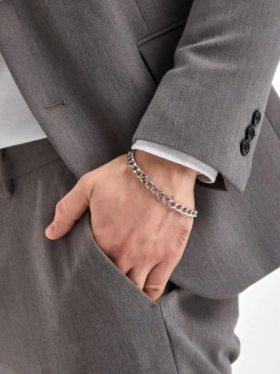 Bracelet chaîne maille gourmette en argent 925, au design indémodable, modèle Aris