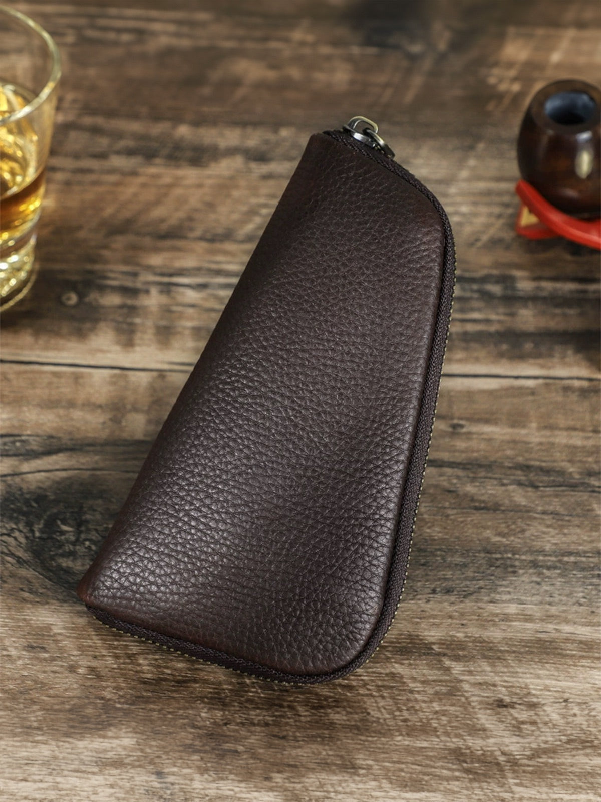 Pipe case, made of leather, practical and durable, Porphyre model