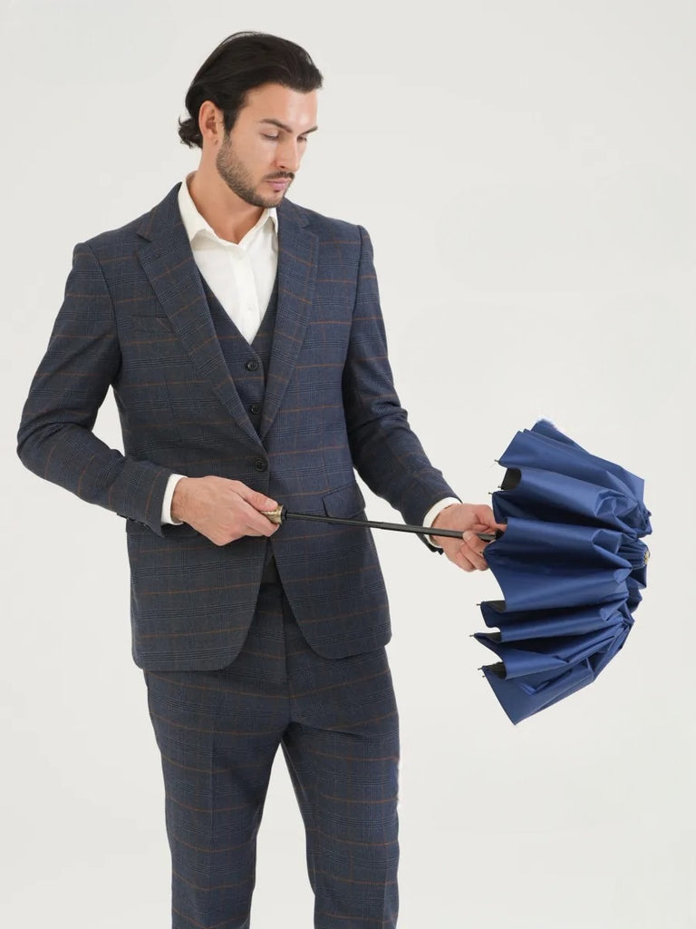 Automatic folding umbrella, with a large diameter, reinforced, windproof and water-repellent, Alistair model