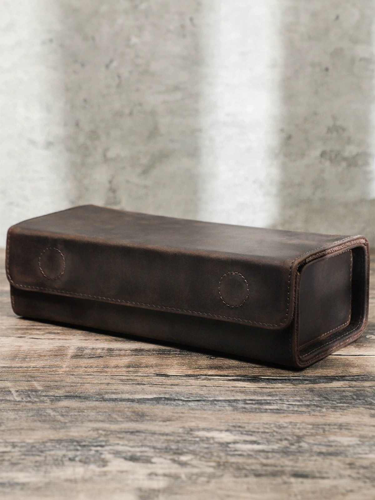 Glasses case, leather, compact, Valens model