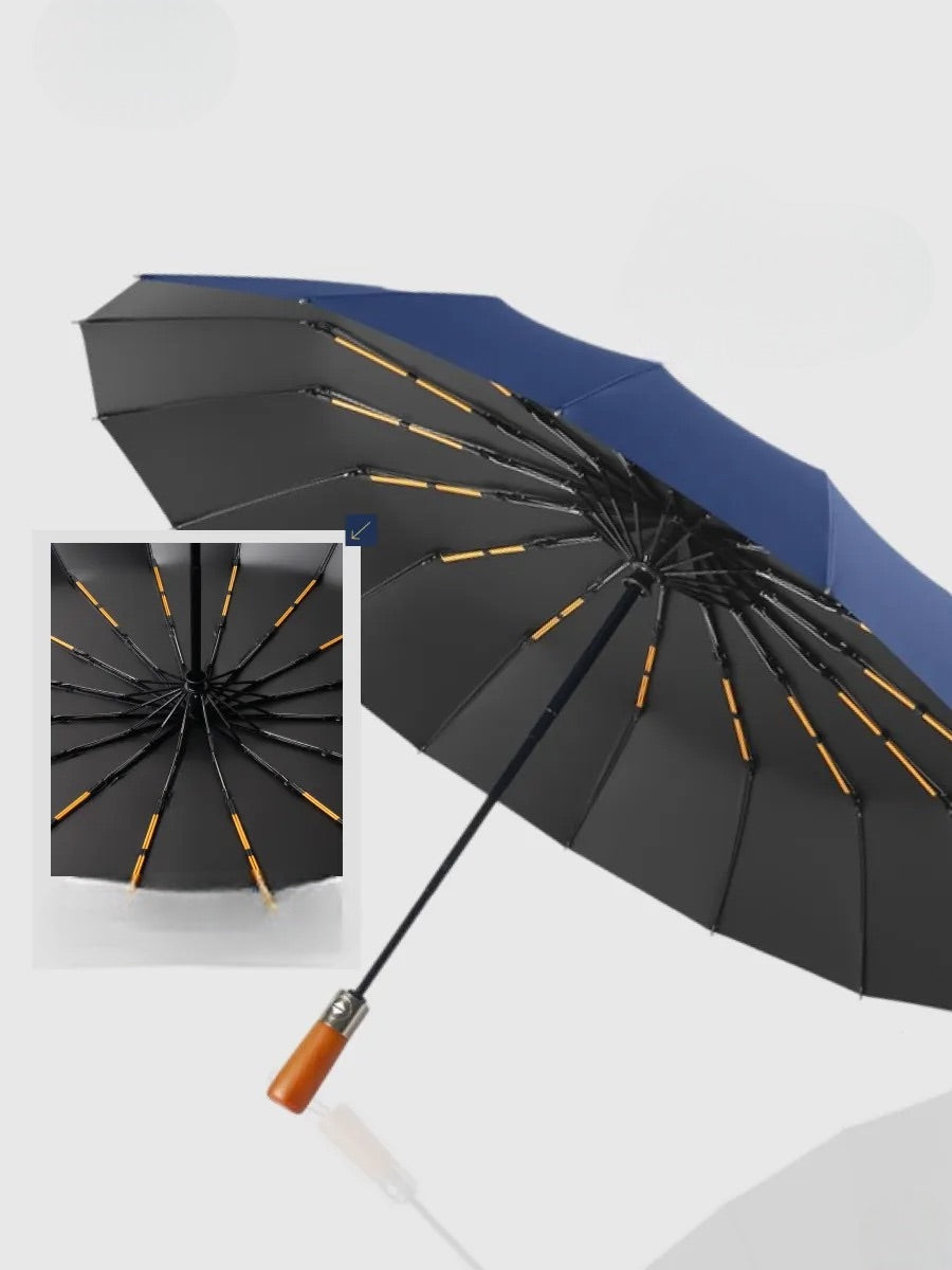 Automatic folding umbrella, with a large diameter, reinforced, windproof and water-repellent, Alistair model