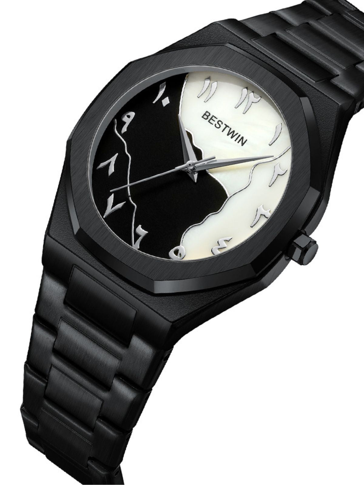 Men's watch, BESTWIN movement, stainless steel, marble dial, Arabic numerals, quartz, Ulysse model