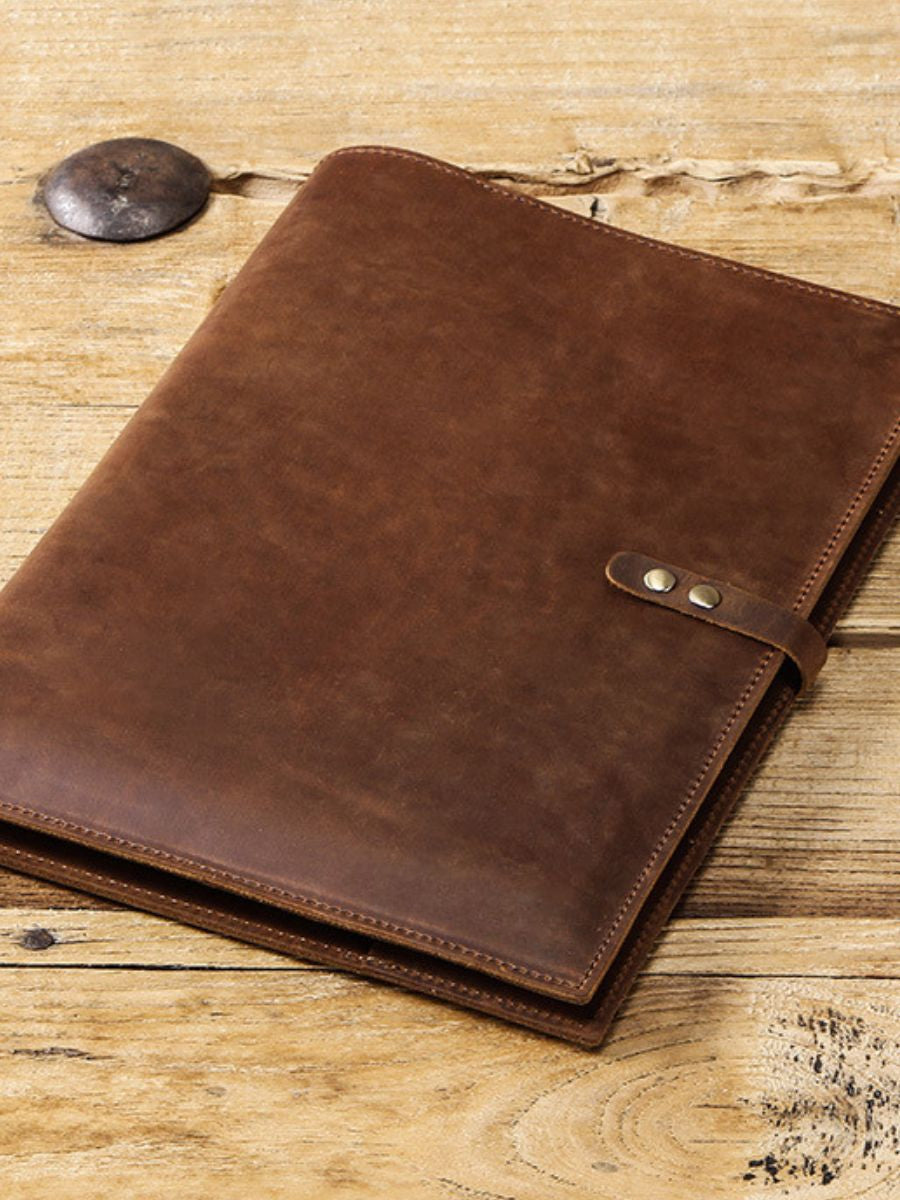 Leather case for tablet, iPad Pro 12.9, storage pouch, card holder, pen holder and secure flap, Tarcisius model