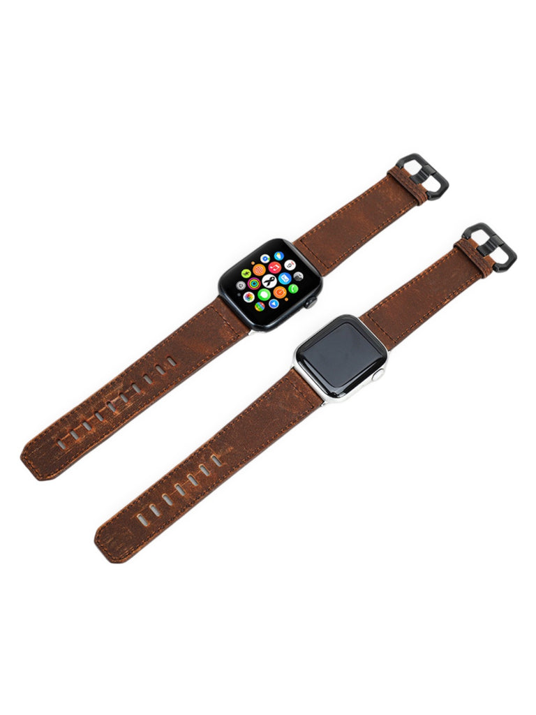 Bracelet cuir vintage Apple Watch, véritable cuir, boucle métallique, compatible toutes séries, modèle Damio