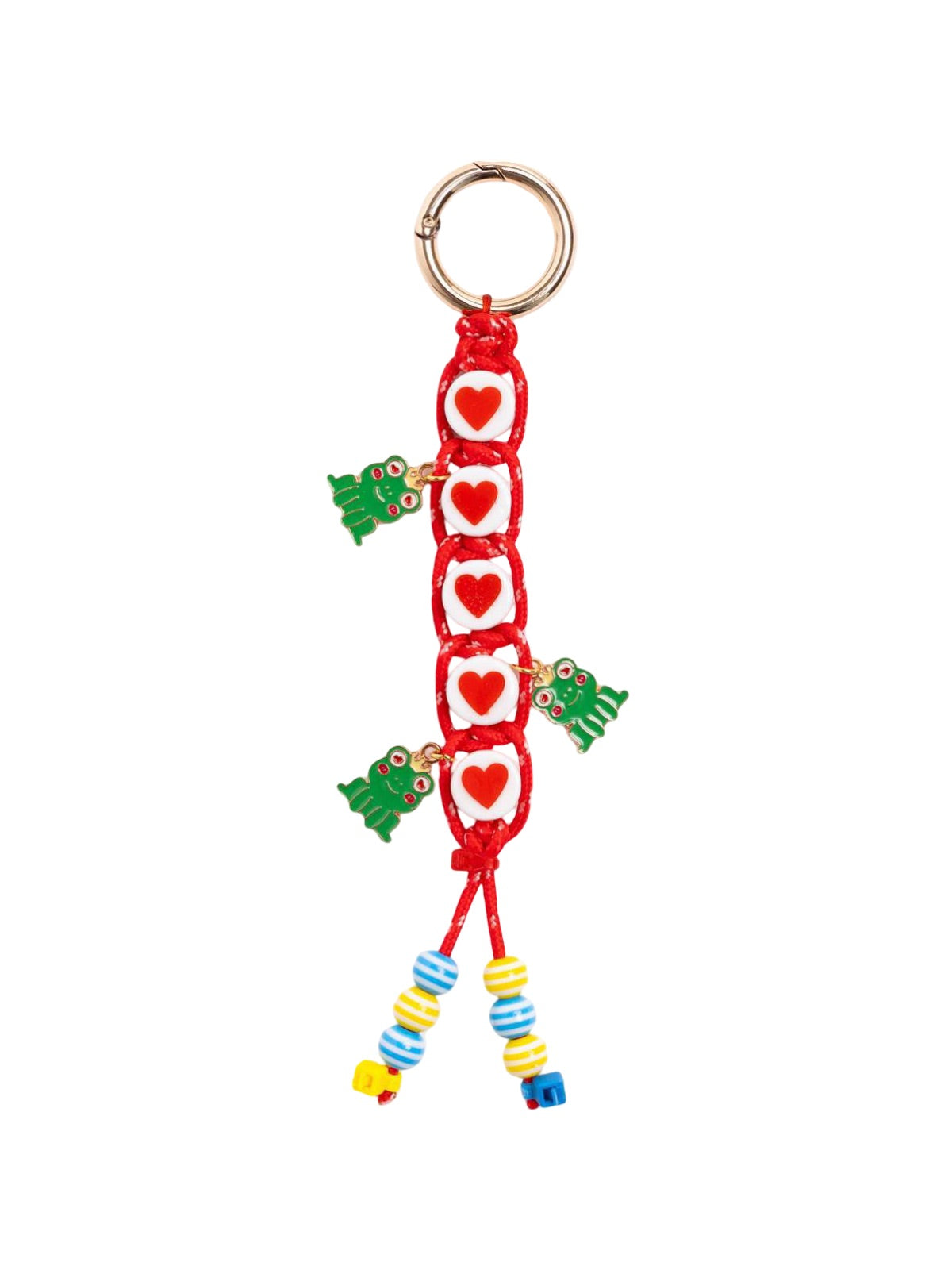 Bijou de sac cœur, breloques colorées, porte-clés fantaisie, perles rayées, cordon tressé, modèle Daria