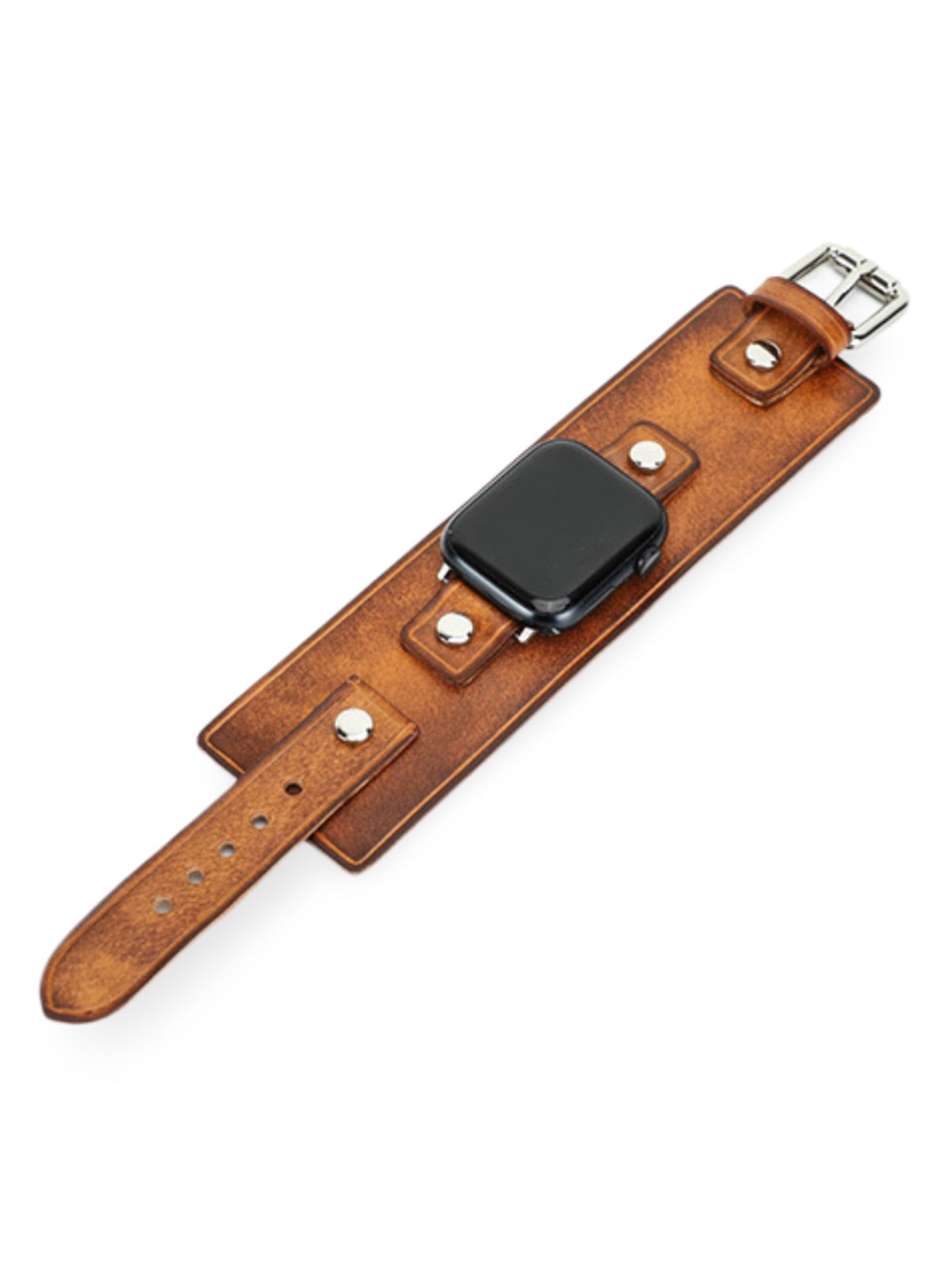 Large leather bracelet for Apple Watch, vintage strap, full-grain leather, retro design, Célian model