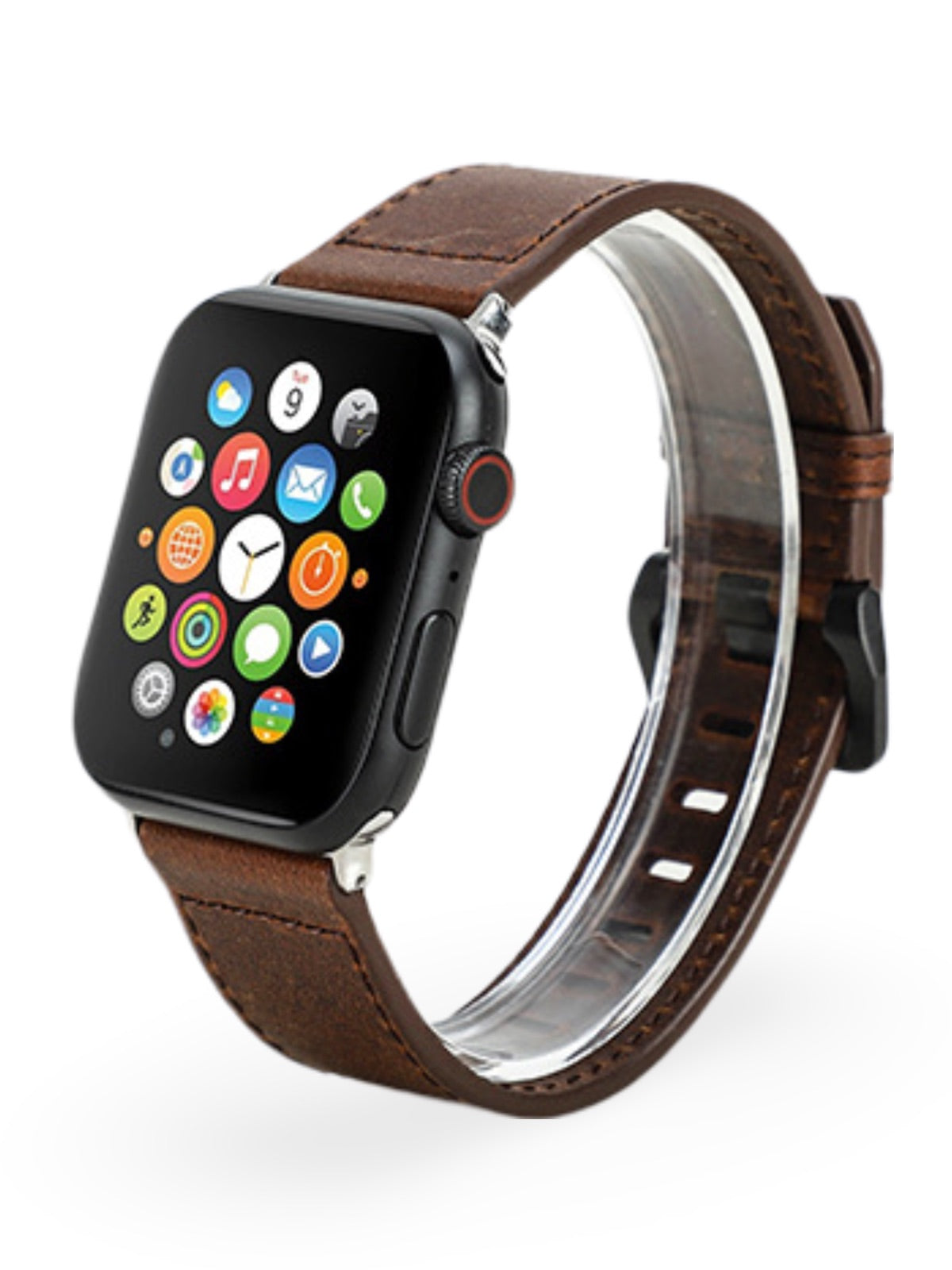 Vintage leather bracelet for Apple Watch, genuine leather, metal buckle, compatible with all series, Damio model