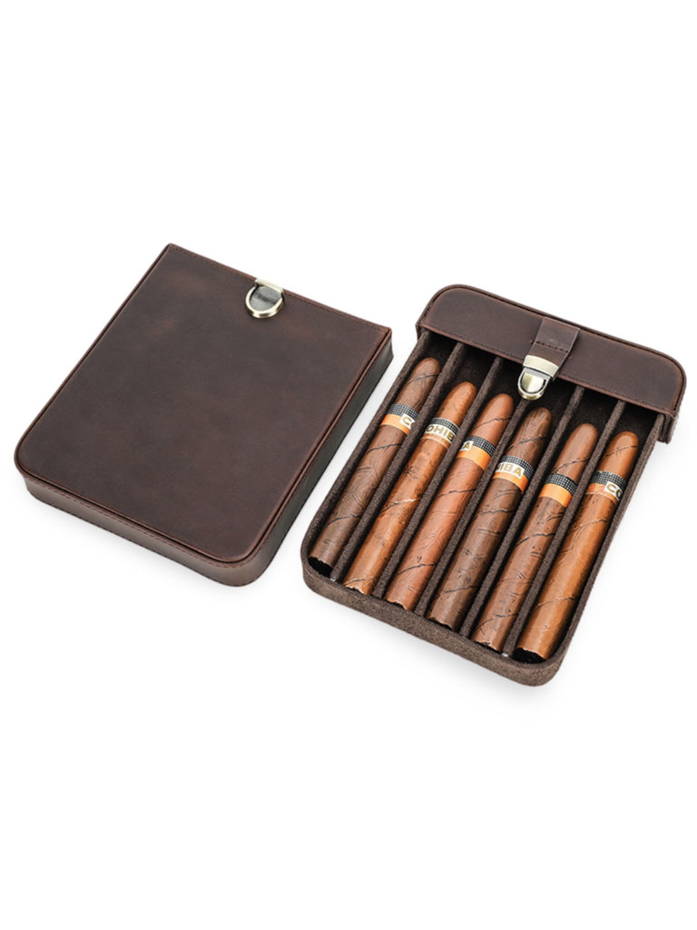 Cigar humidor, made of leather, strong character, model Firminius