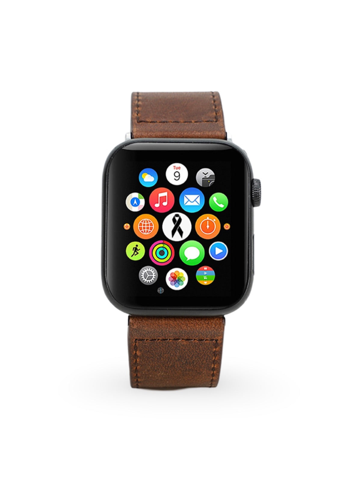 Vintage leather bracelet for Apple Watch, genuine leather, metal buckle, compatible with all series, Damio model