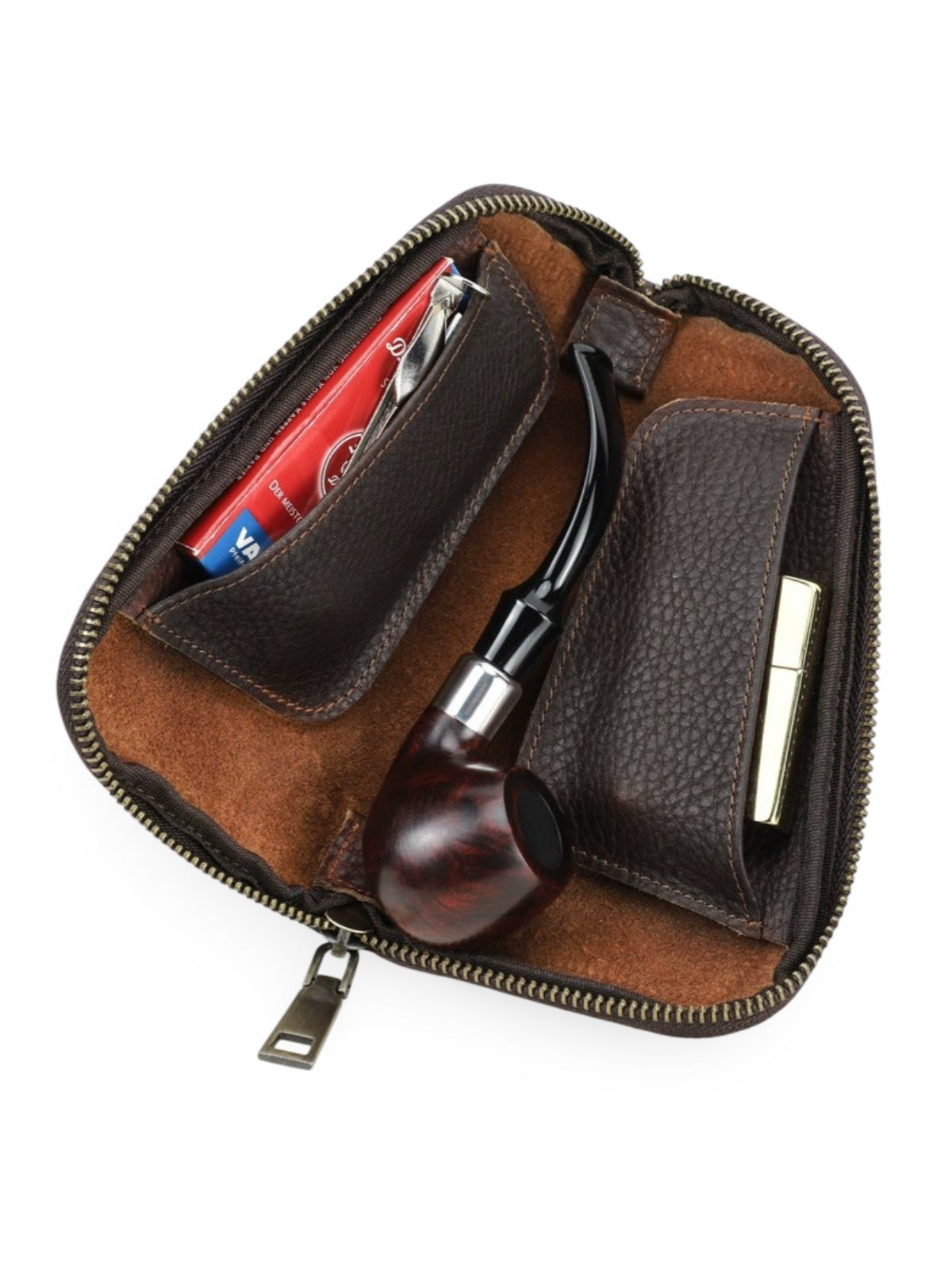 Pipe case, made of leather, practical and durable, Porphyre model