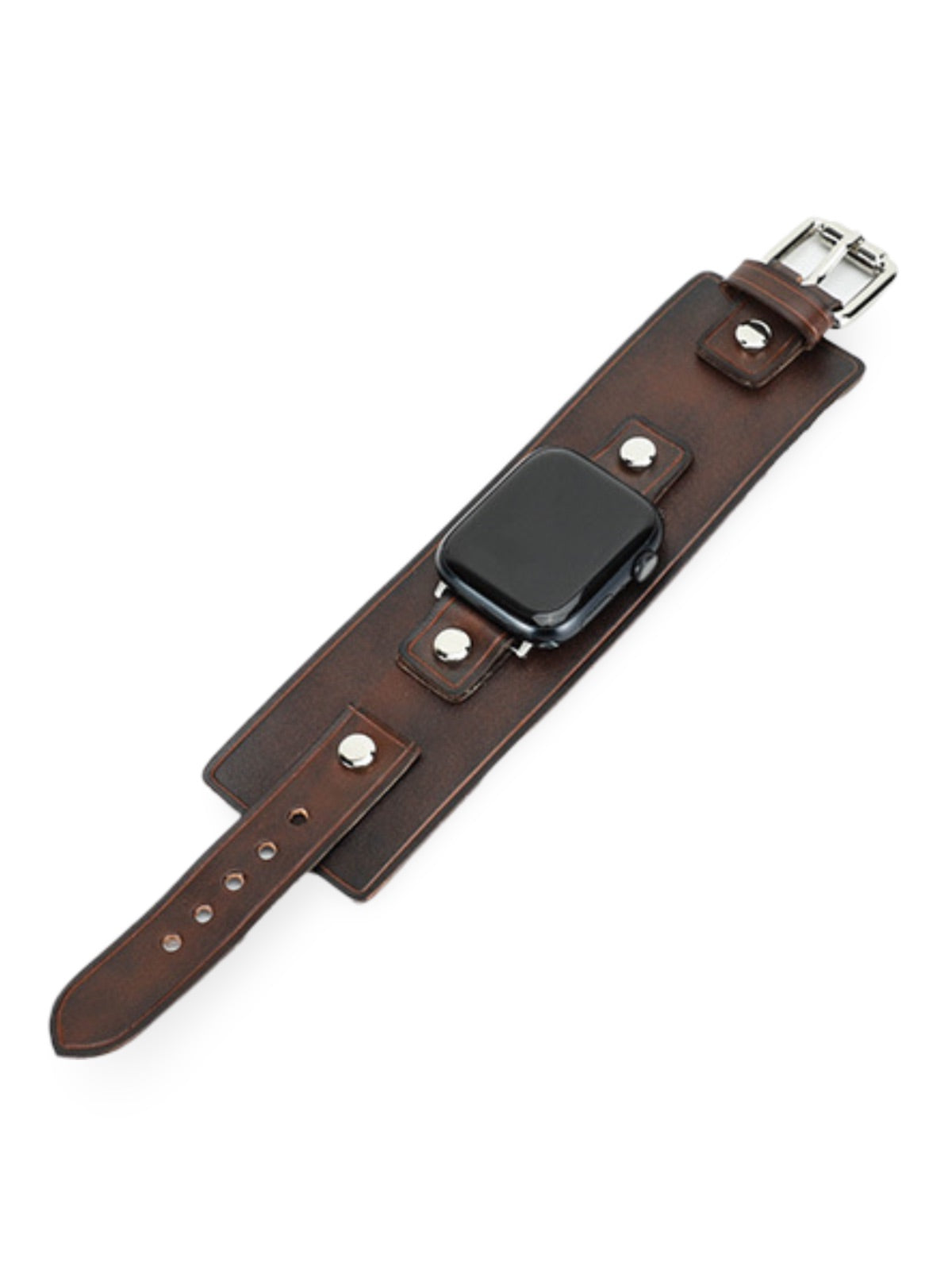 Large leather bracelet for Apple Watch, vintage strap, full-grain leather, retro design, Célian model