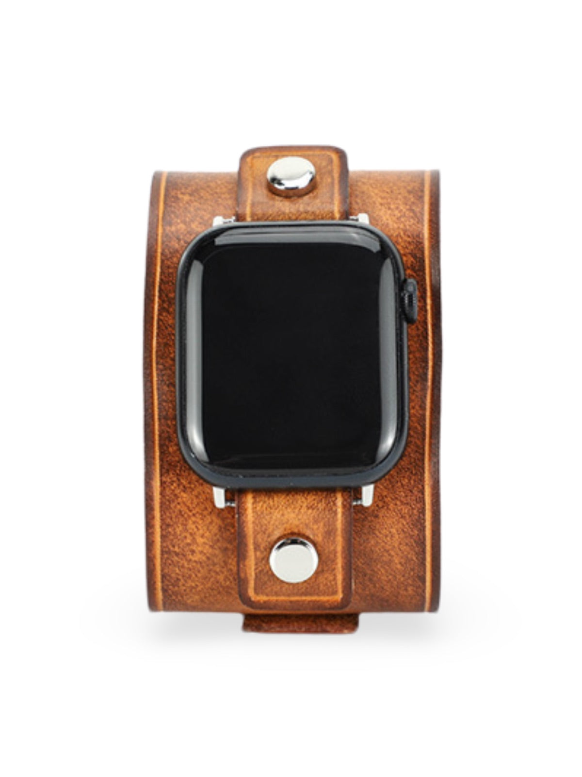 Large leather bracelet for Apple Watch, vintage strap, full-grain leather, retro design, Célian model