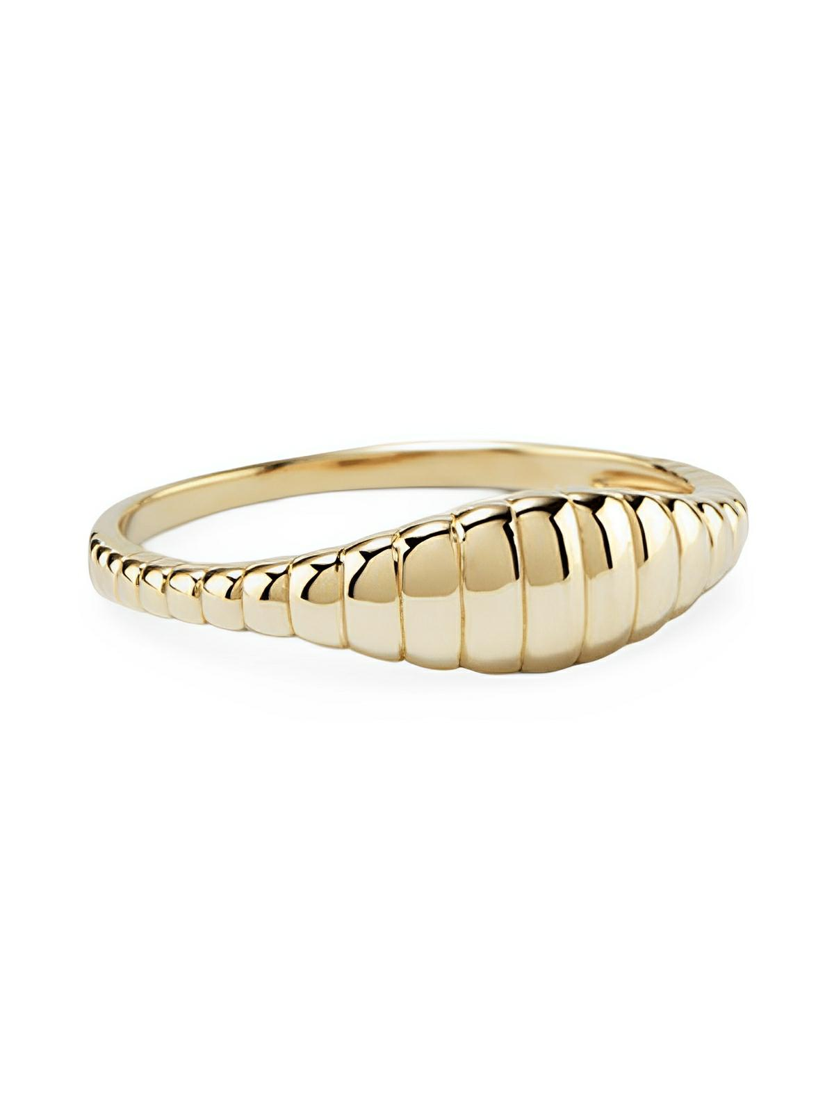 Bague couple moderne, design géométrique, acier inoxydable doré, ajustée, style minimaliste, modèle Helie - Bague - Or XXS