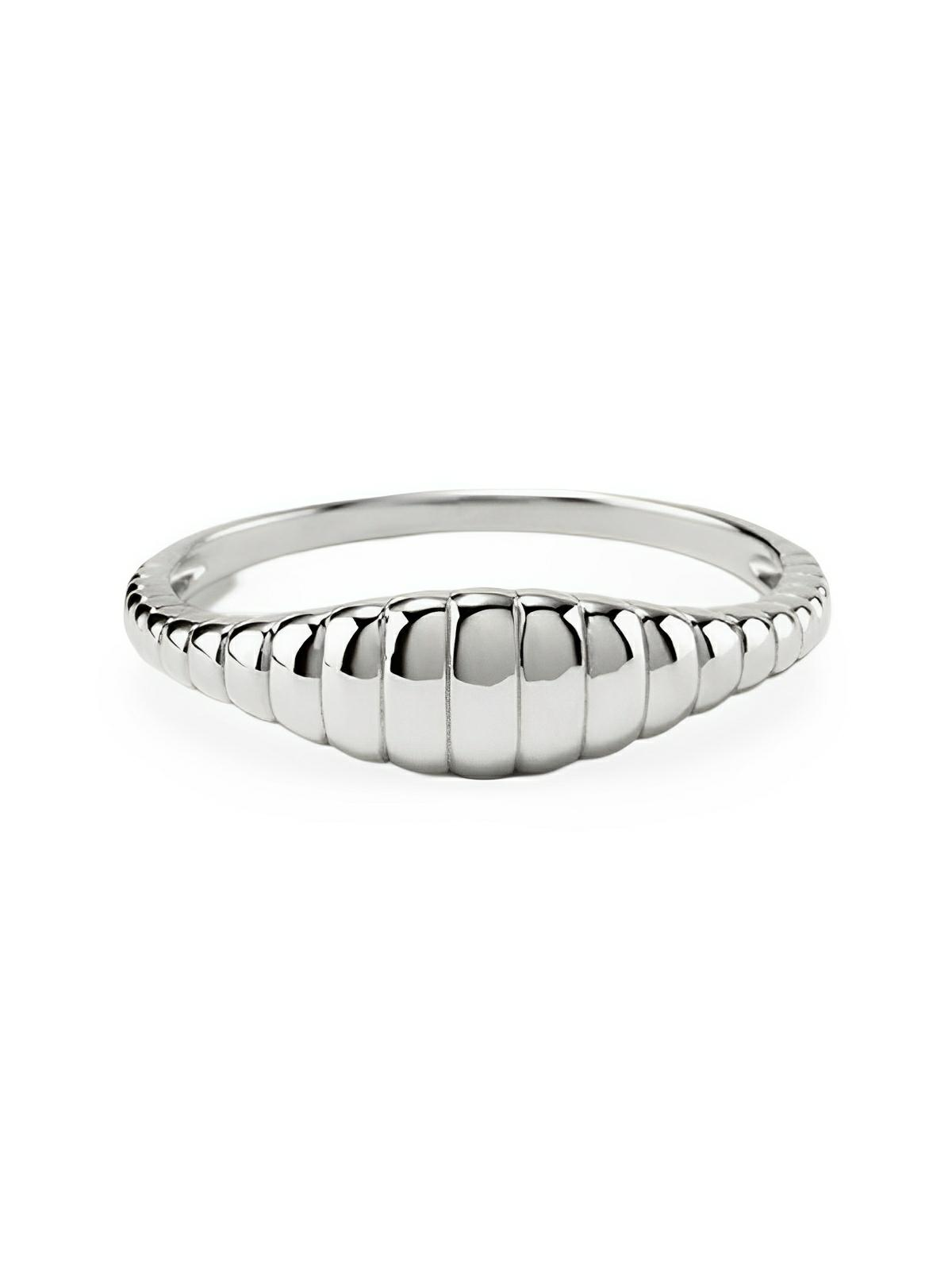 Bague couple moderne, design géométrique, acier inoxydable doré, ajustée, style minimaliste, modèle Helie - Bague - Argent XXS