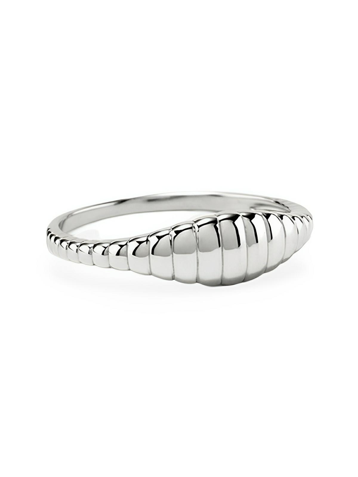 Bague couple moderne, design géométrique, acier inoxydable doré, ajustée, style minimaliste, modèle Helie - Bague - Argent XXS