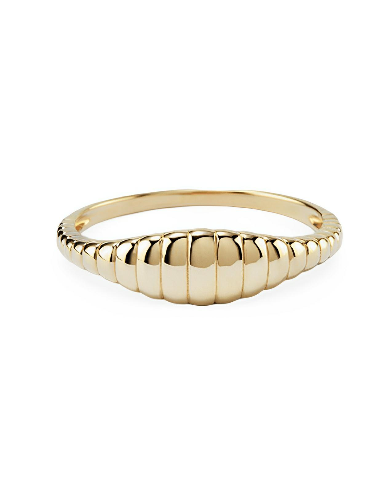 Bague couple moderne, design géométrique, acier inoxydable doré, ajustée, style minimaliste, modèle Helie - Bague - Or XXS