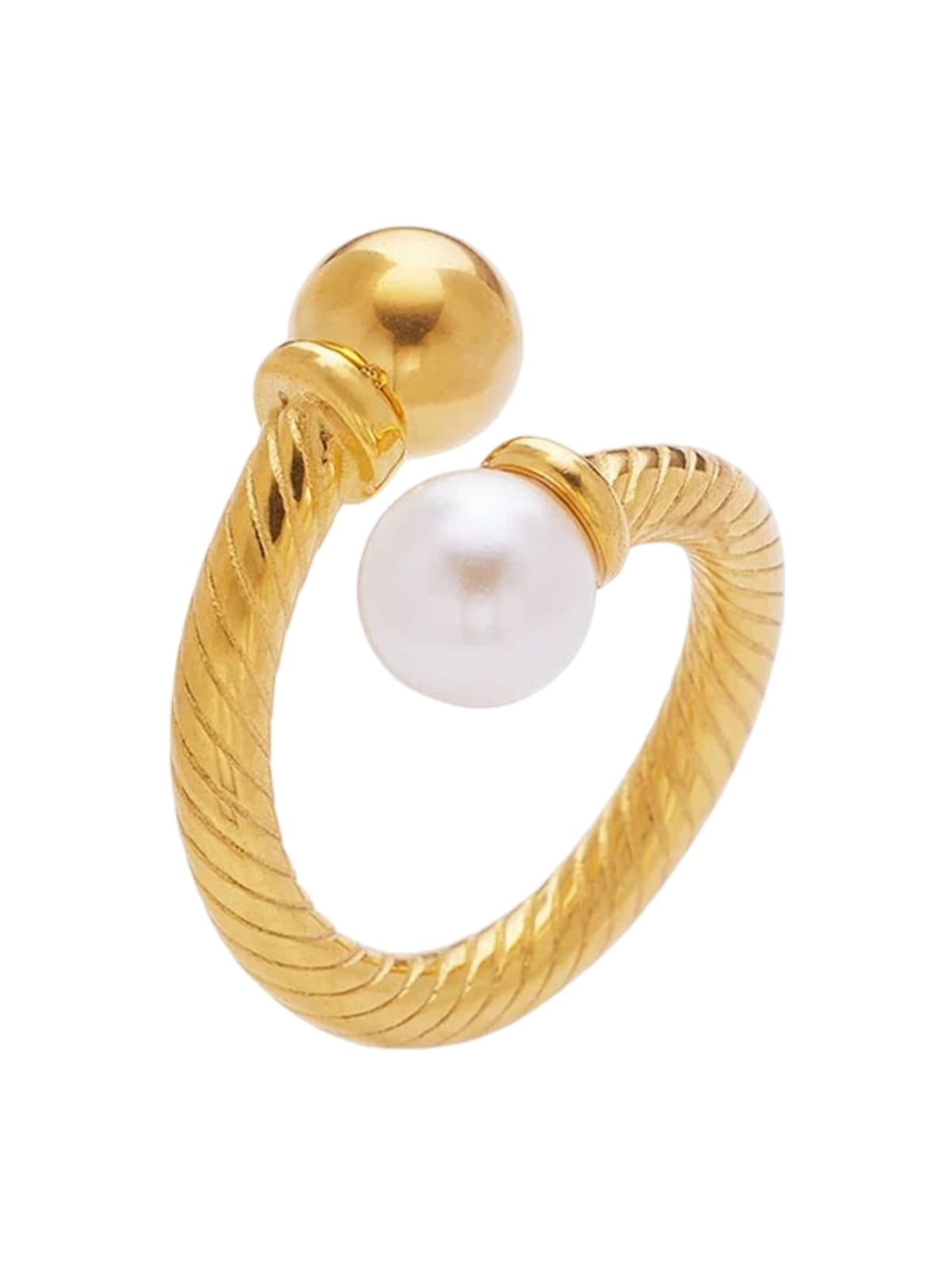Bague double tête femme, acier inoxydable 316, or 18 carats, design géométrique, style européen américain, modèle Lise - Bague - Or XS
