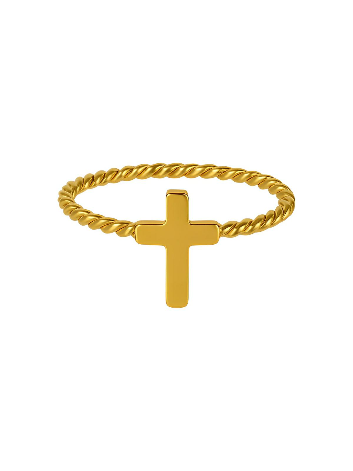Bague en acier inoxydable or, bague géométrique femme, bague tendance légère, anneau design minimaliste, accessoire mode quotidien, modèle Kathaline - Bague - Or S