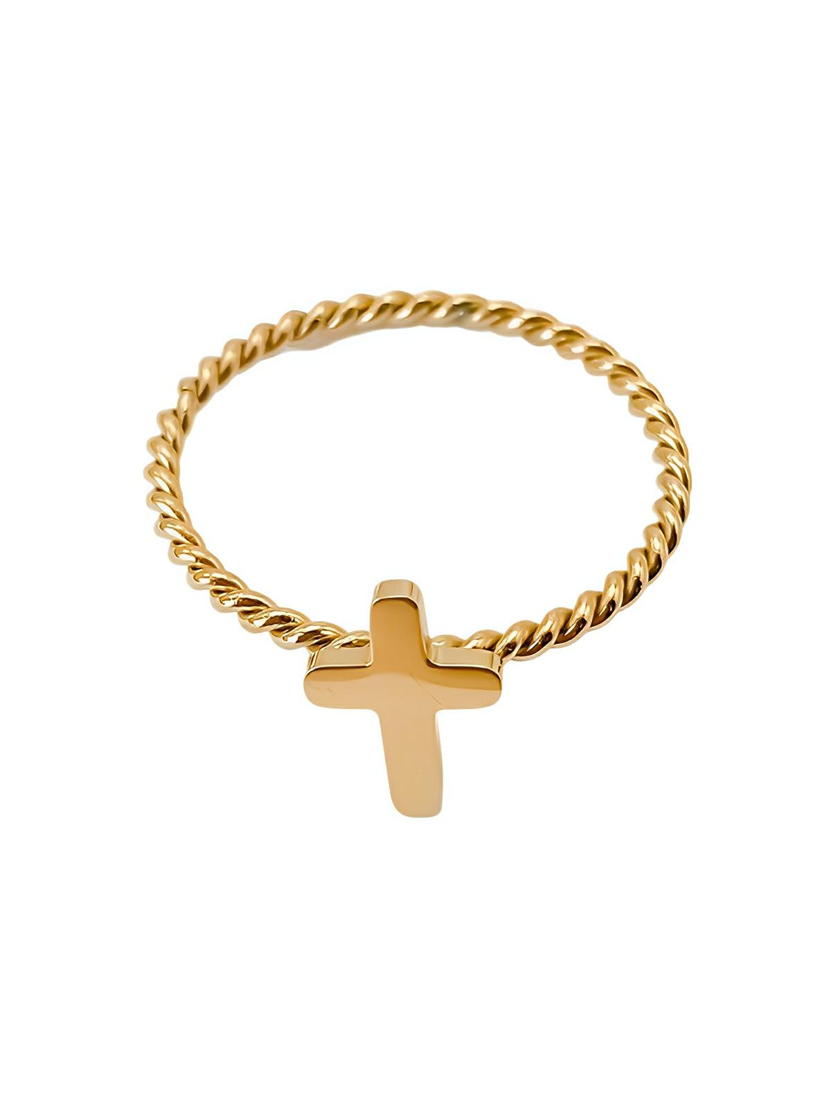 Bague en acier inoxydable or, bague géométrique femme, bague tendance légère, anneau design minimaliste, accessoire mode quotidien, modèle Kathaline - Bague - Or S