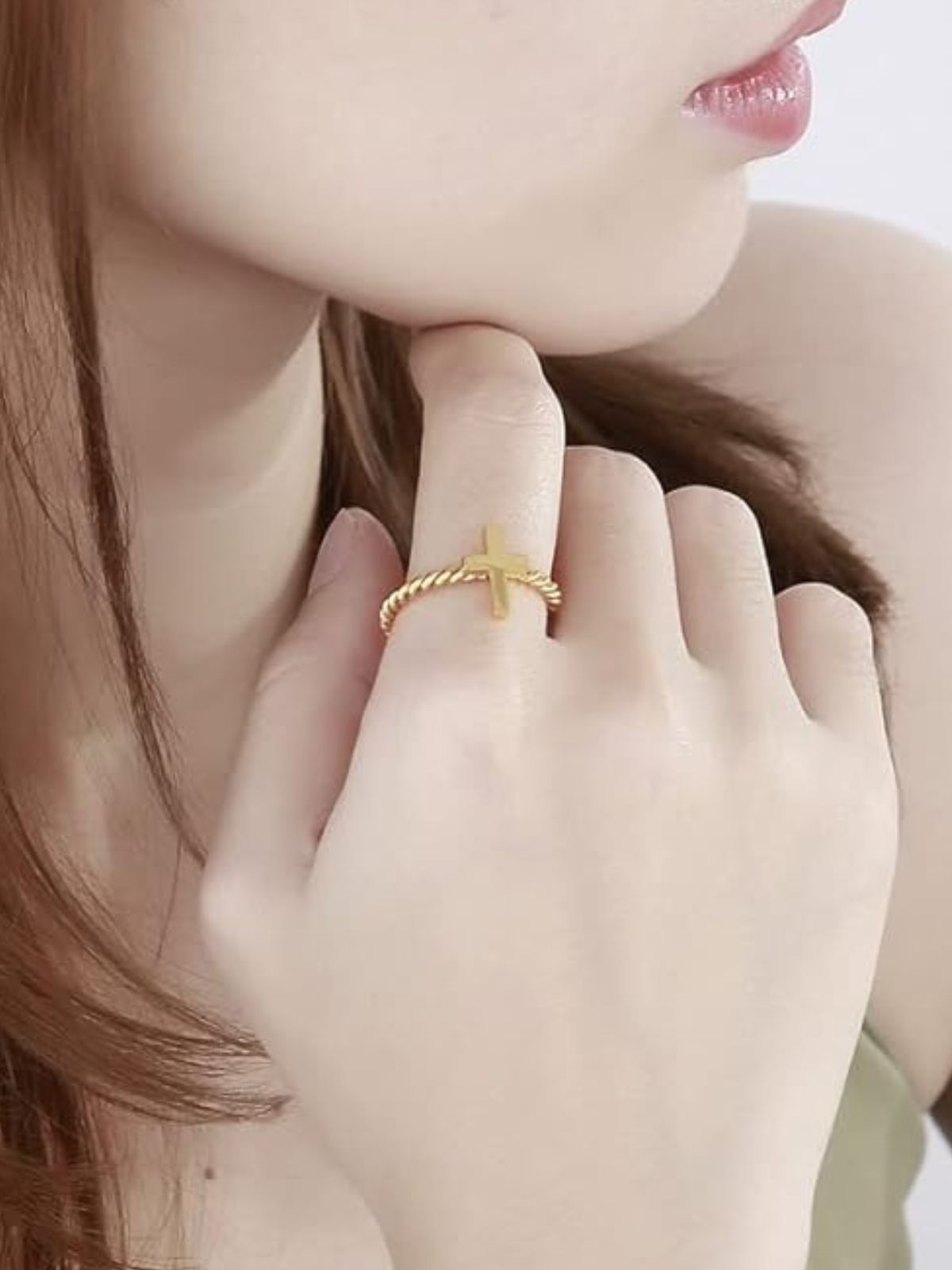Bague en acier inoxydable or, bague géométrique femme, bague tendance légère, anneau design minimaliste, accessoire mode quotidien, modèle Kathaline - Bague - Or S
