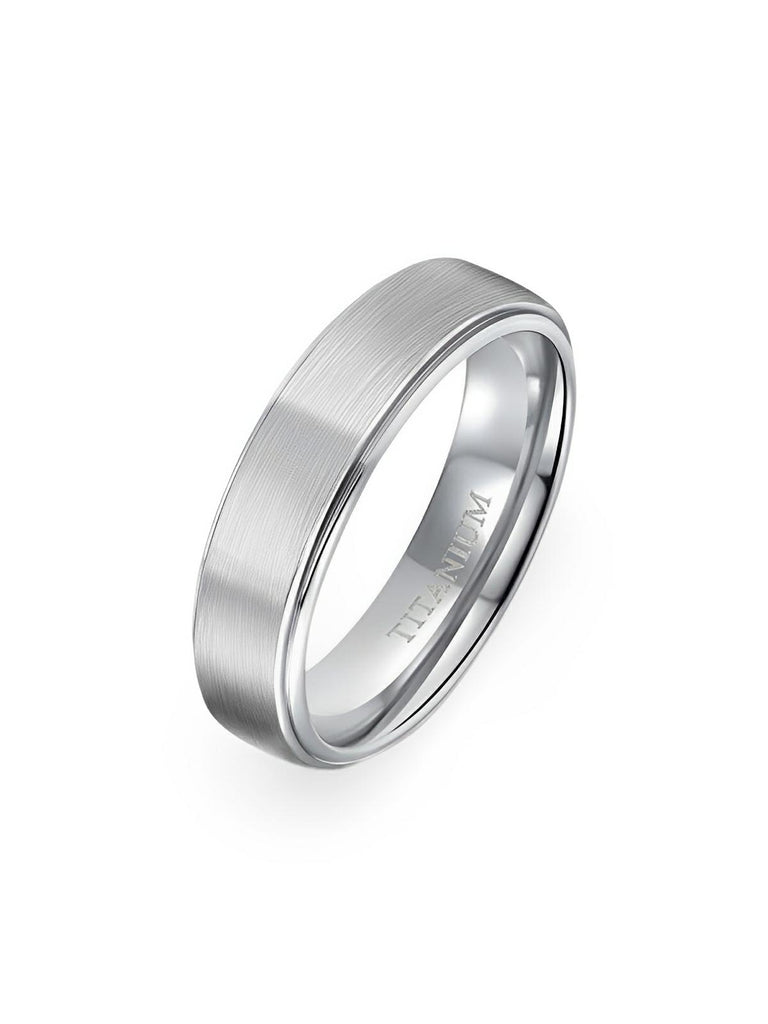Bague en titane, noire mate / argent brossé, anneau mixte minimaliste, modèle Mélo - Bague - Argent XXS