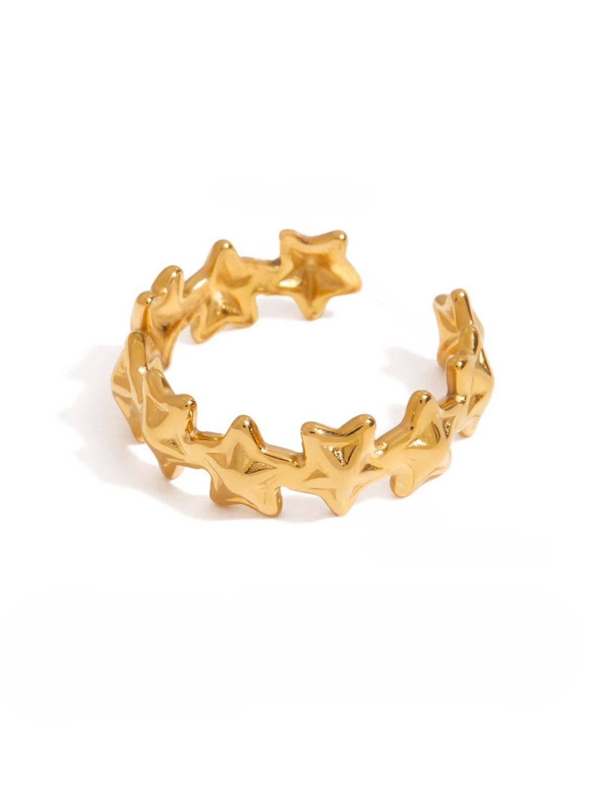 Bague étoile, anneau ouvert, ajustable, doré, argenté, acier inoxydable, style ins, modèle Garcia - Bague - Or